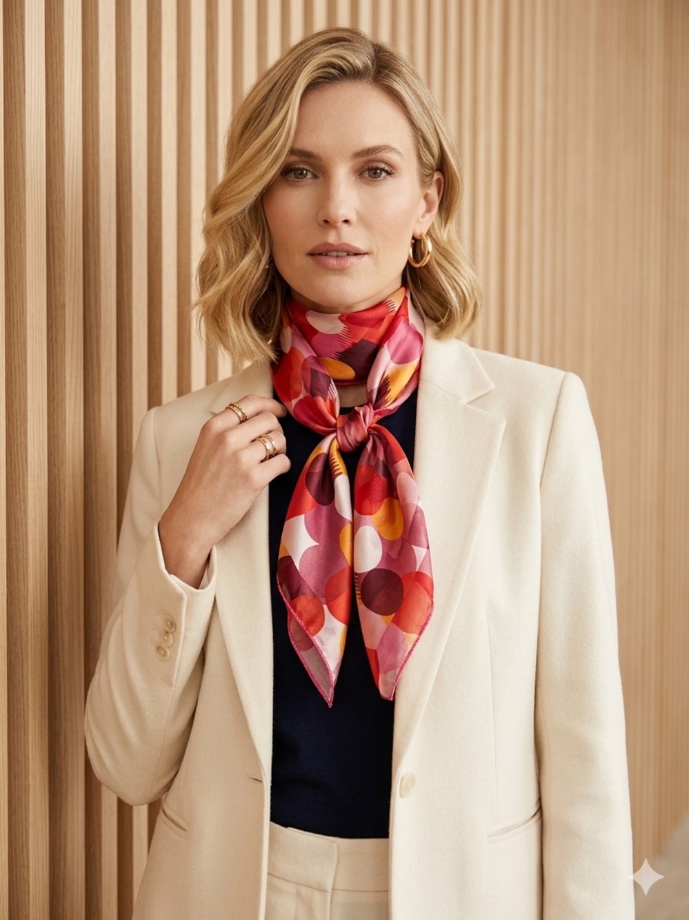Dot Print Neck Scarf - Pink & Red